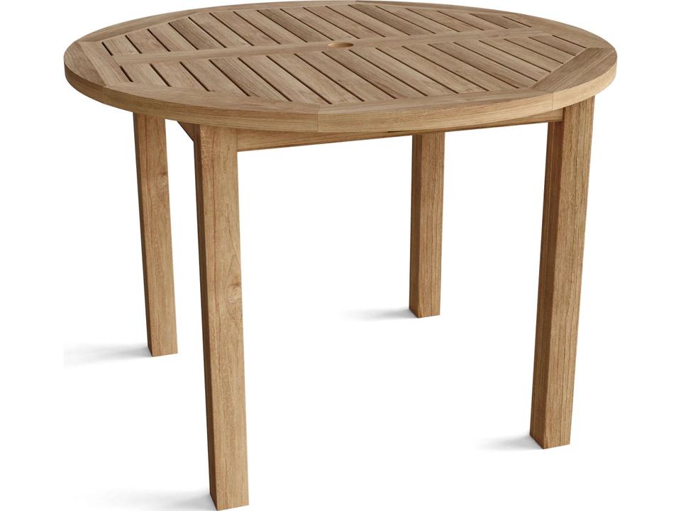 Bahama 42-Inch Round Teak Dining Table with Umbrella Hole