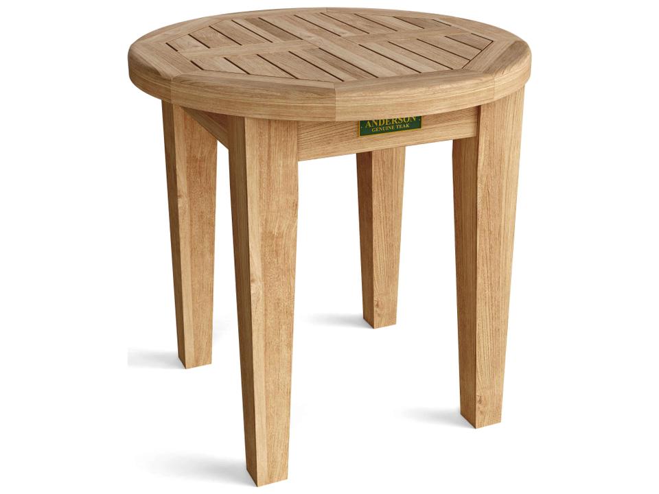 Brianna Round Outdoor Side Table in Natural Teak