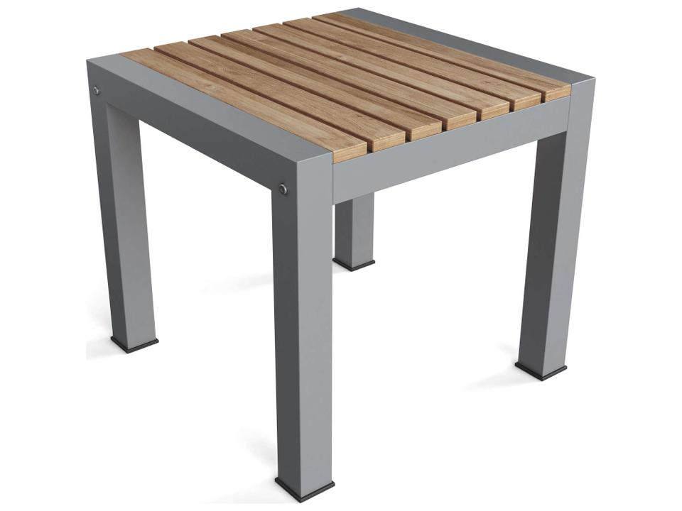 Seville 20-Inch Square Side Table with Teak Top in Grey