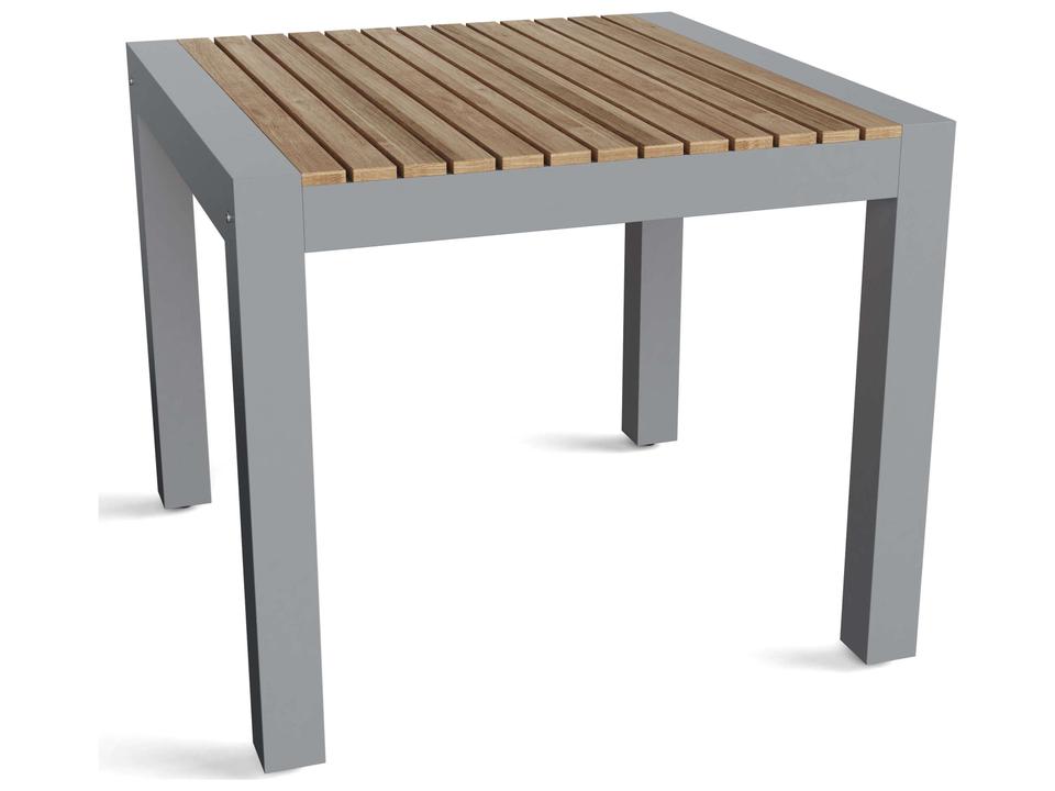 Seville 35-Inch Square Teak and Aluminum Dining Table in Grey Frame