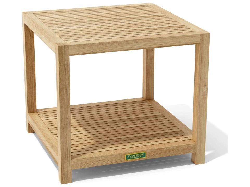 Glenmore 22-Inch Teak Side Table with 1-Tier in Natural