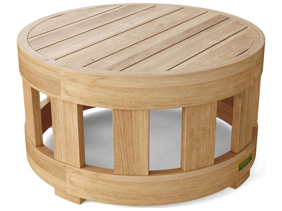 Circular Modular Coffee Table in Natural Teak Wood
