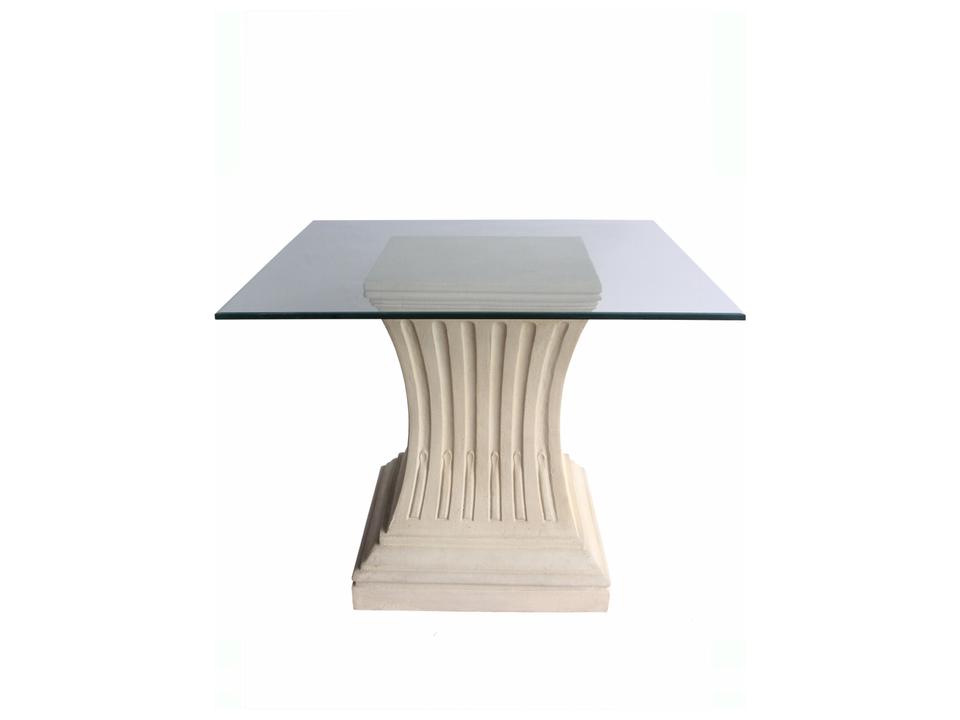 Legacy 36-Inch Square Cast Limestone Dining Table with Glass Top