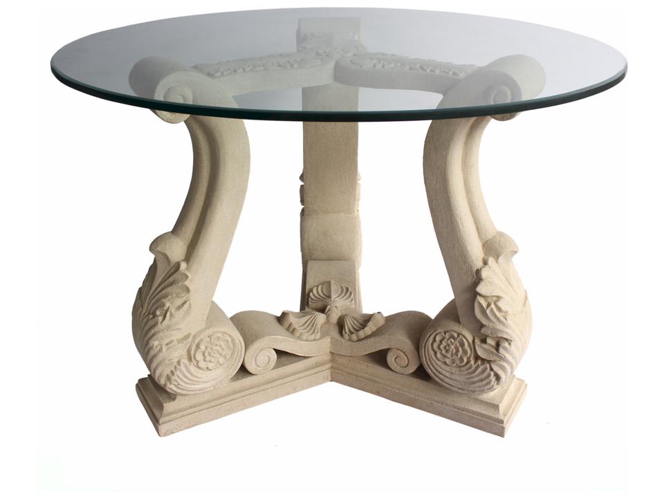 Fleur 42-Inch Round Dining Table with Glass Top