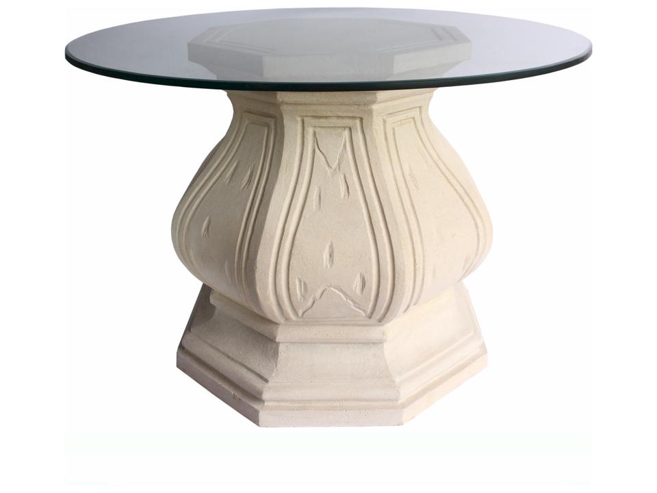 Louis XIV 42-Inch Octagonal Dining Table with Glass Top in Natural Beige