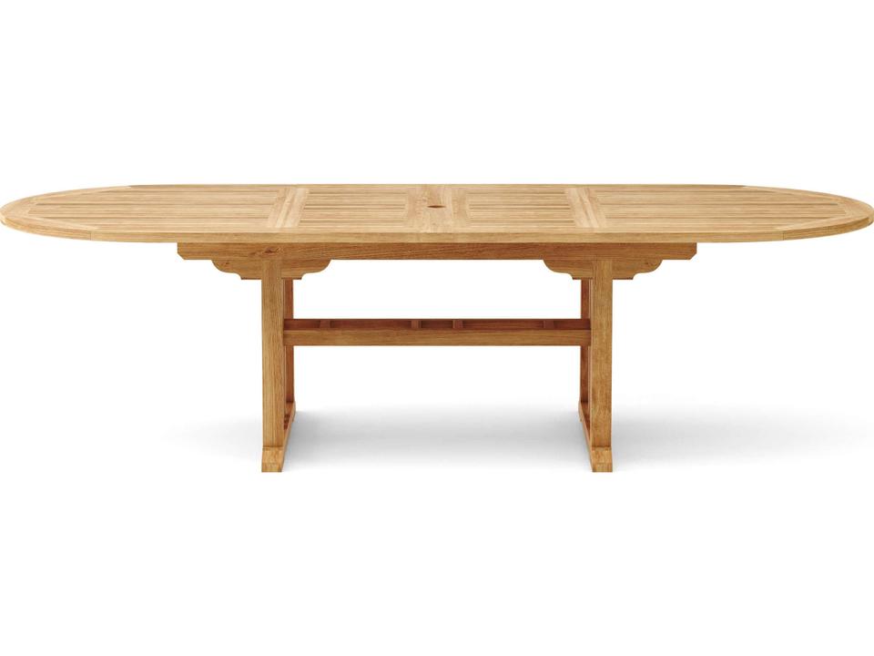 Sahara 106 Inch Oval Double Extendable Dining Table in Natural Teak