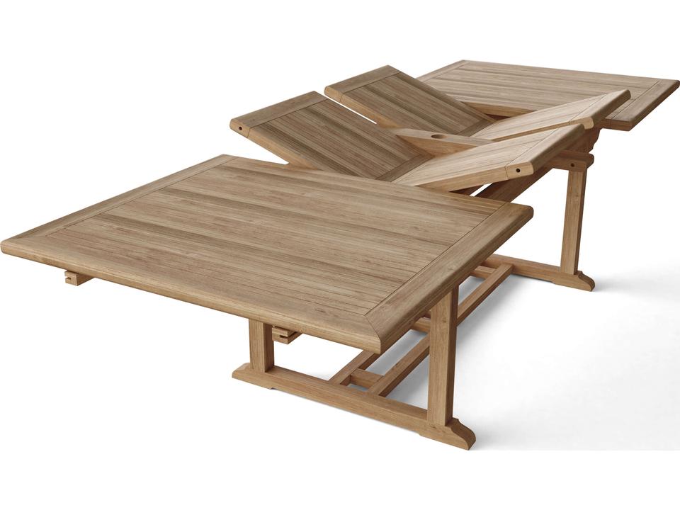 Valencia 79-117 Inch Rectangular Teak Double Extension Dining Table