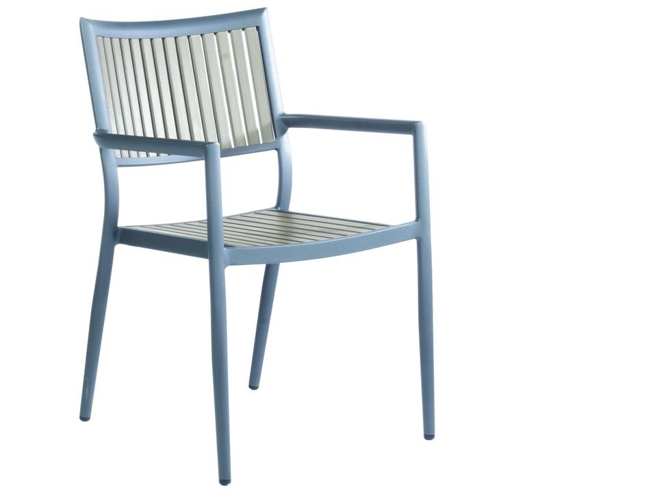 Genevieve Polywood and Aluminum Dining Arm Chair in Dark Grey