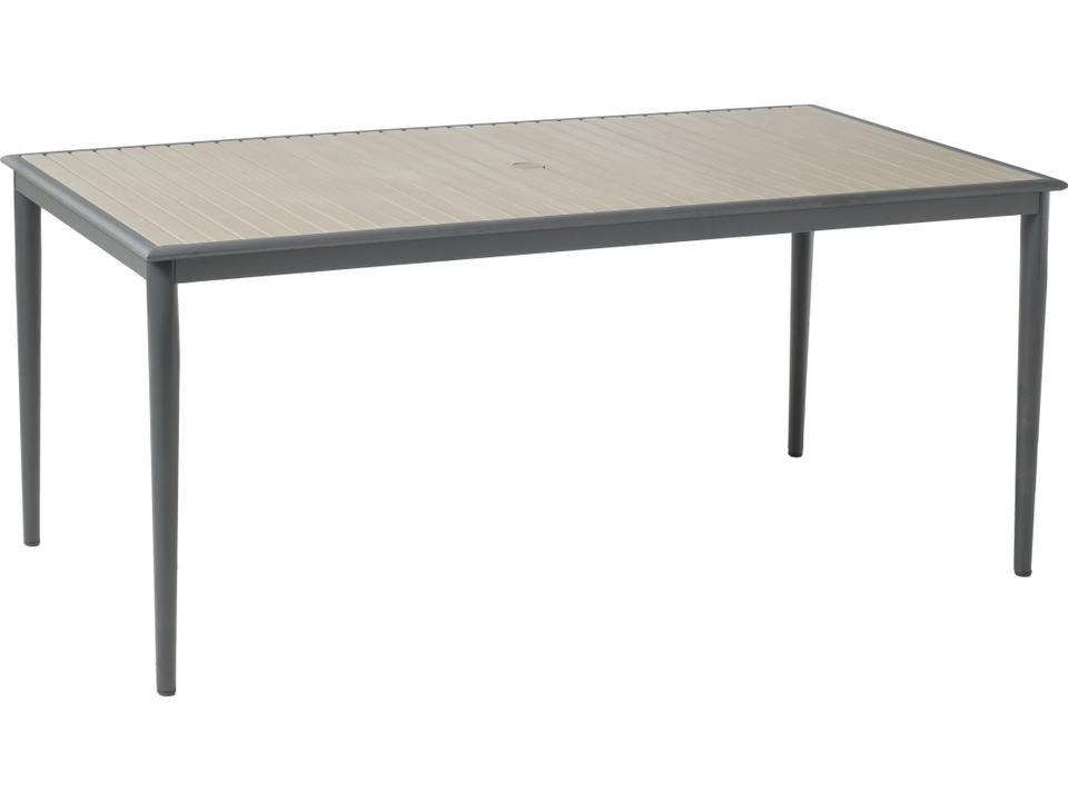 Oden 67-Inch Gray Polywood Rectangular Dining Table with Umbrella Hole