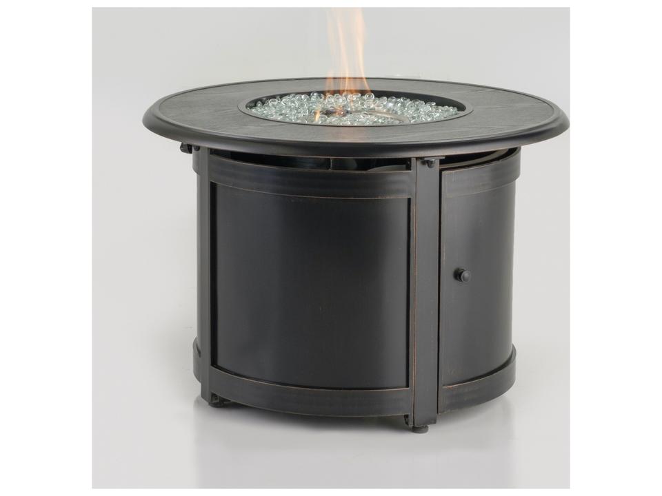 Manchester Round Outdoor Fire Pit Table 41000 BTU Cast Aluminum Blacksmith Finish