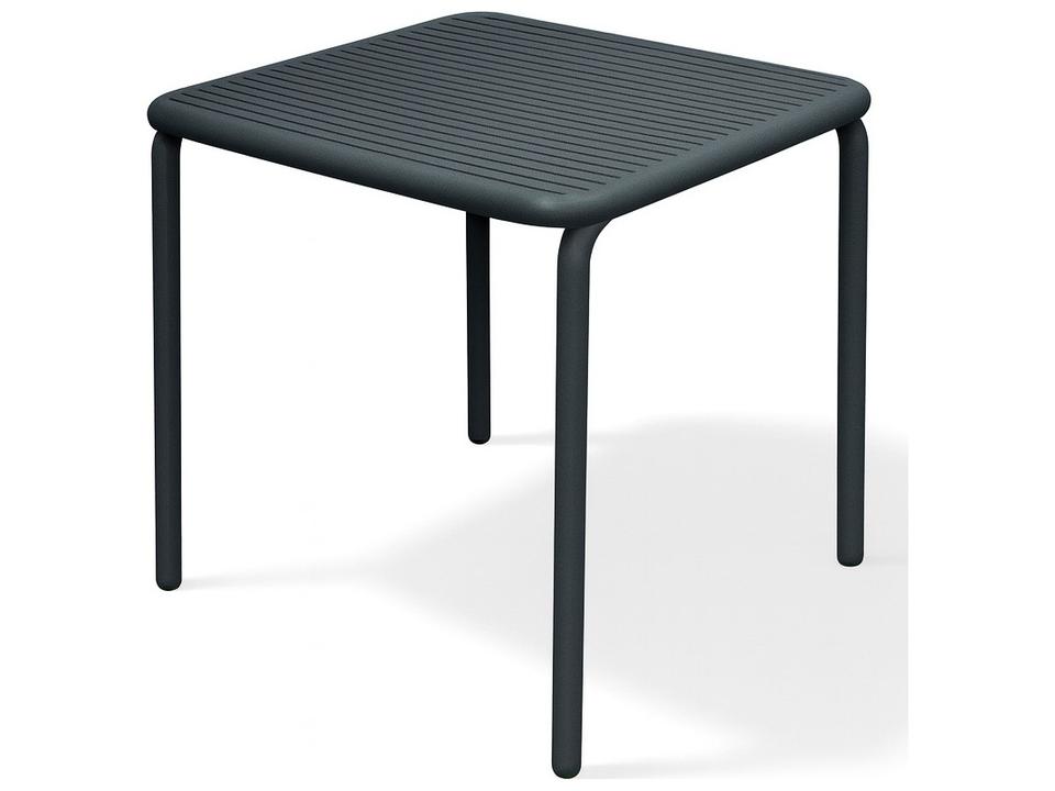 Recycled Plastic Square Outdoor Dining Table in Charcoal