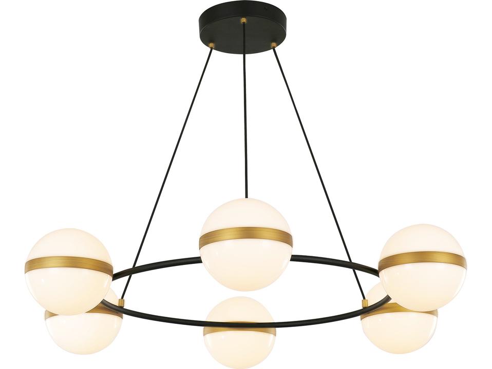 Tagliato 6-Light LED Chandelier in Matte Black and Brushed Gold