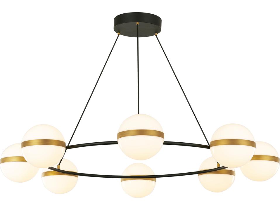Tagliato 8-Light Integrated LED Chandelier in Matte Black and Brushed Gold