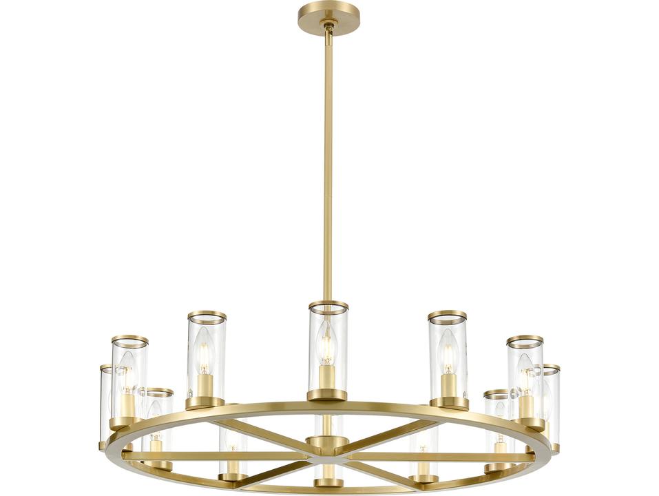 12-Light Revolve Chandelier in Clear Glass and Natural Brass
