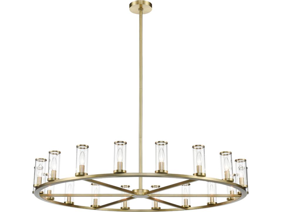 18-Light Revolve Chandelier in Natural Brass with Clear Glass