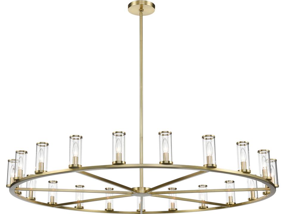 Revolve 21-Light Chandelier in Natural Brass with Clear Glass