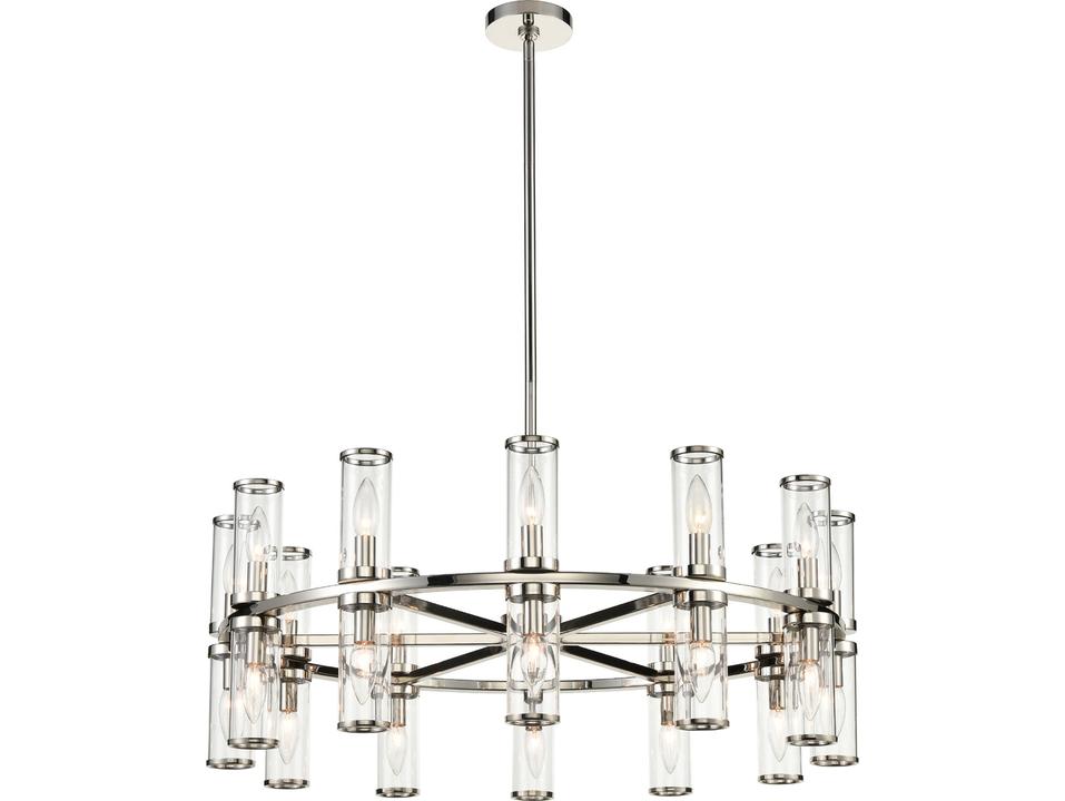 Revolve Chandelier Polished Nickel Contemporary 24-Light