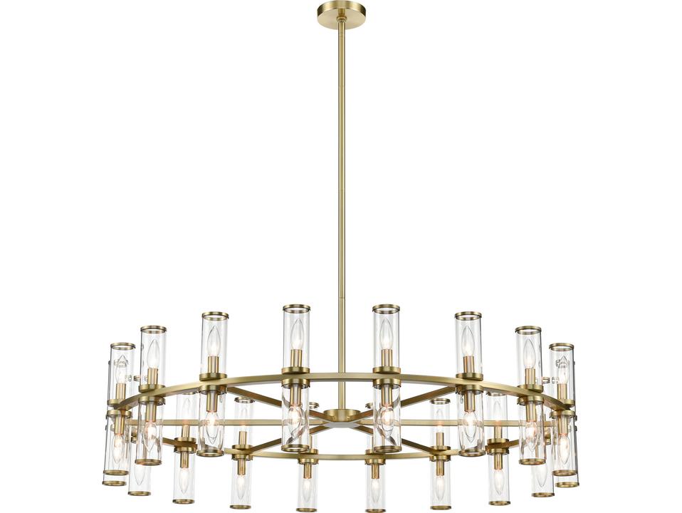 36-Light Revolve Chandelier in Natural Brass with Clear Glass