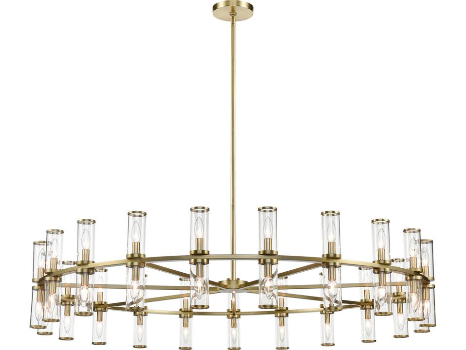 Revolve 42 Light Chandelier in Natural Brass Elegant