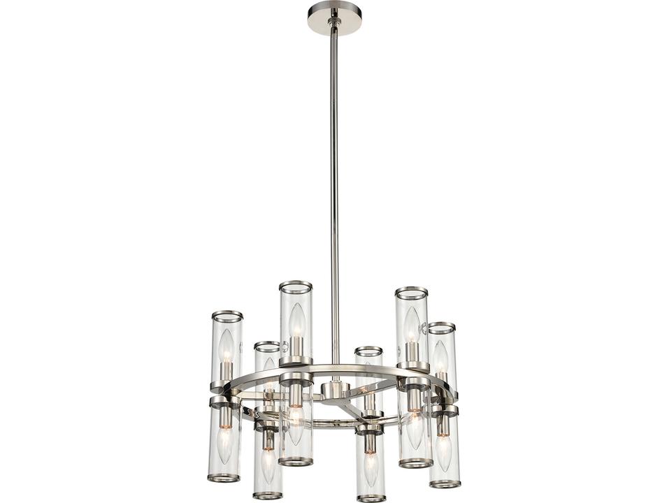 Revolve 12-Light Chandelier in Polished Nickel with Clear Glass