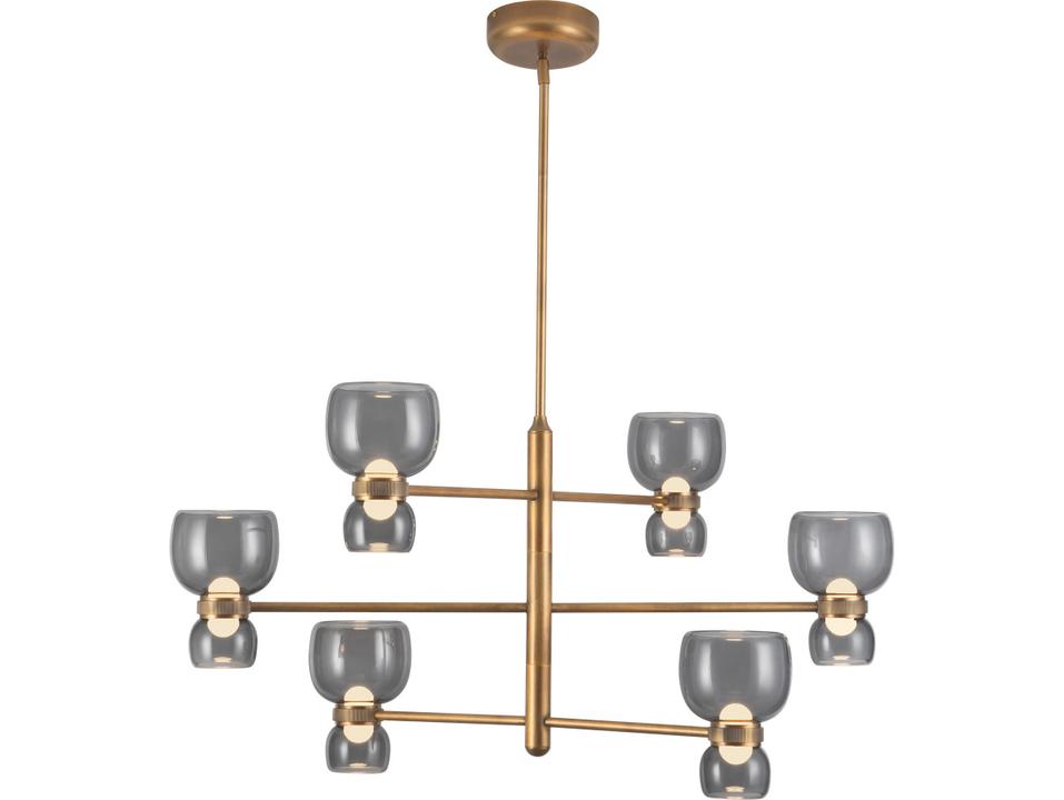 Sutton Vintage Brass Smoked Glass Chandelier