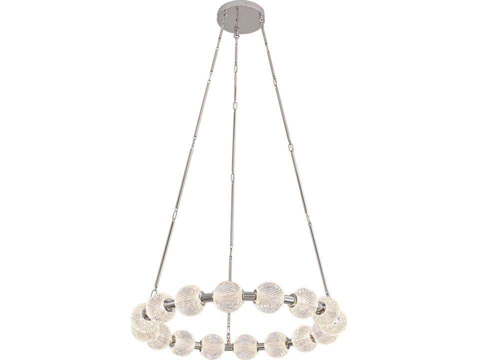 Marni LED Chandelier in Polished Nickel with Clear Carved Acrylic