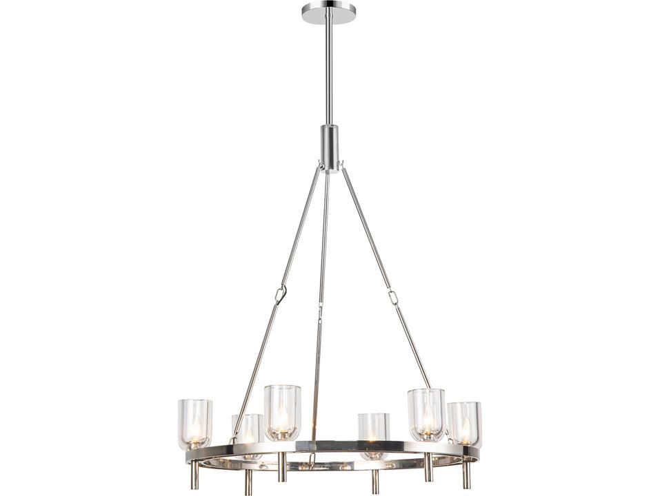 Lucian Chandelier Polished Nickel and Crystal Modern