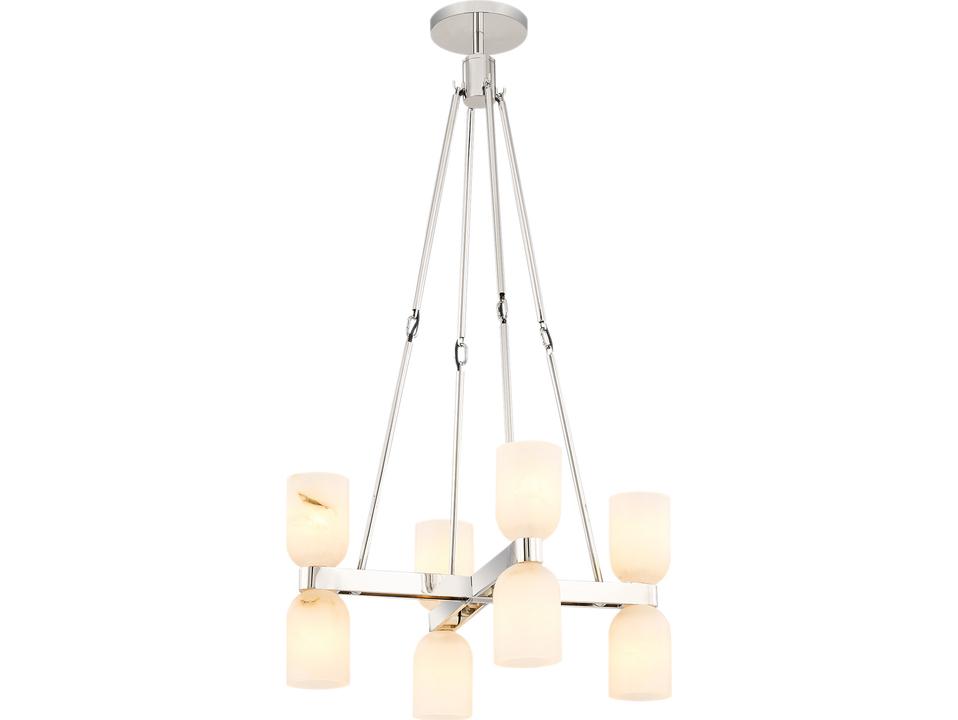 Lucian 8 Light Chandelier in Polished Nickel and Alabaster