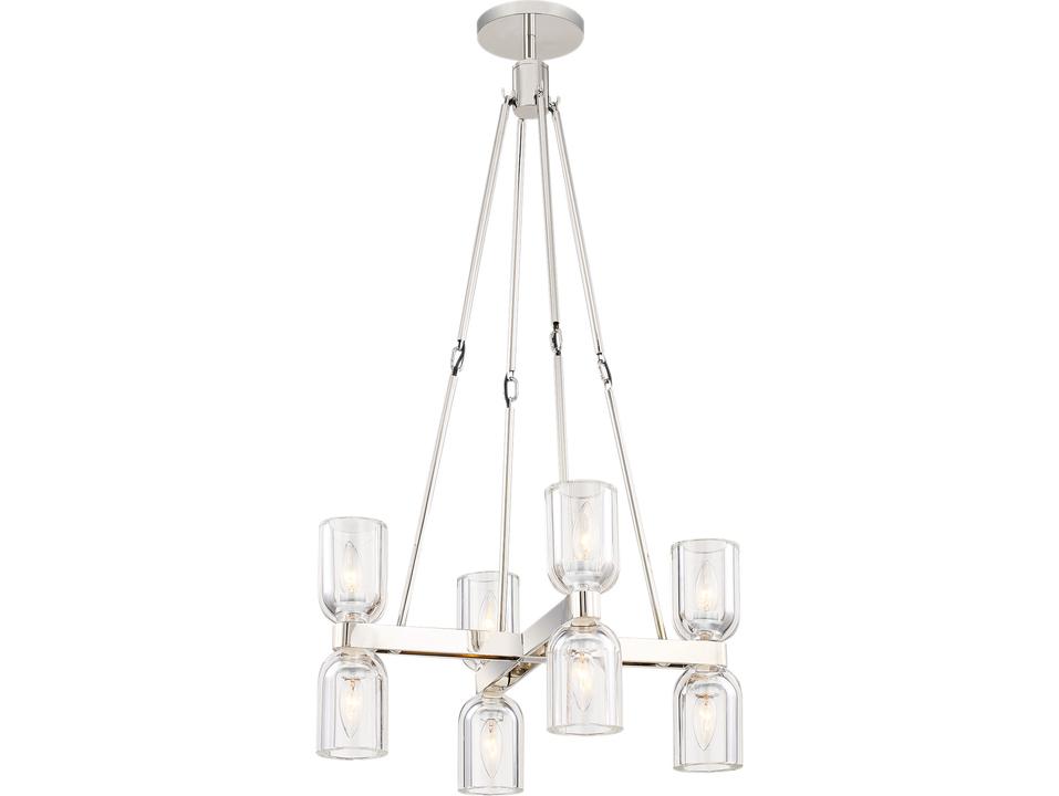 Lucian 8 Light Chandelier in Polished Nickel with Clear Crystal
