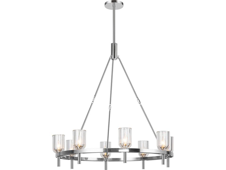 Lucian 8 Light Chandelier in Polished Nickel and Clear Crystal