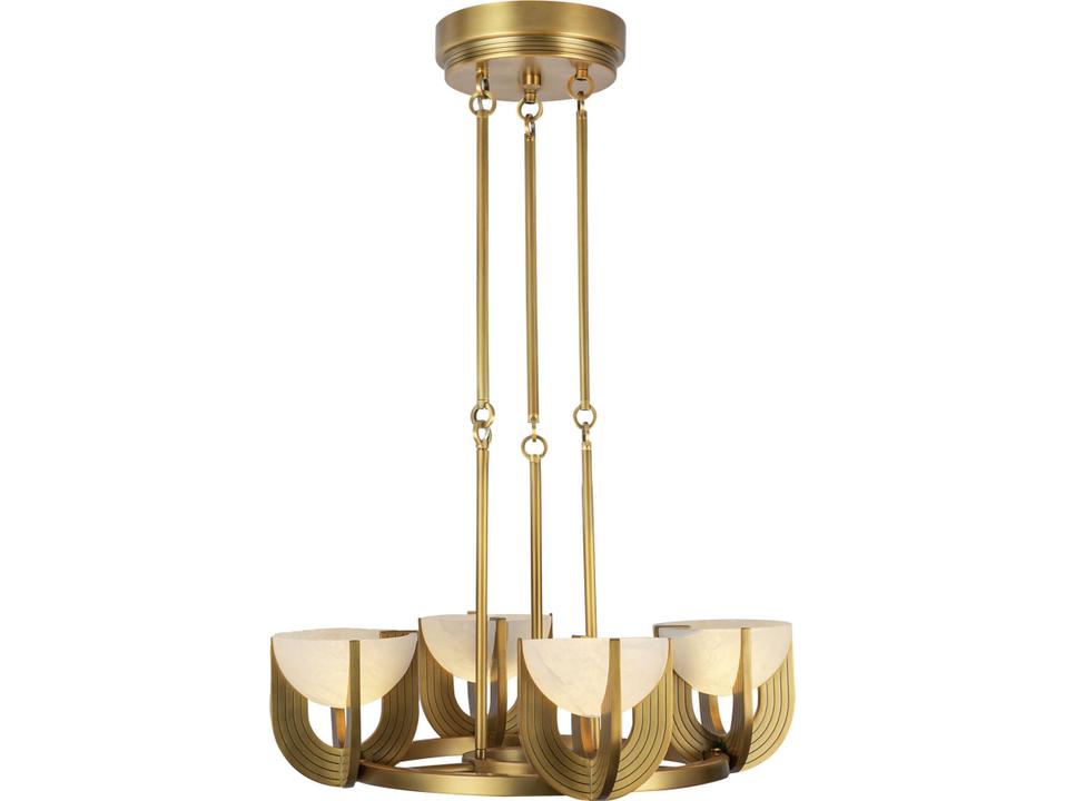 Colette LED Chandelier in Vintage Brass and Alabaster