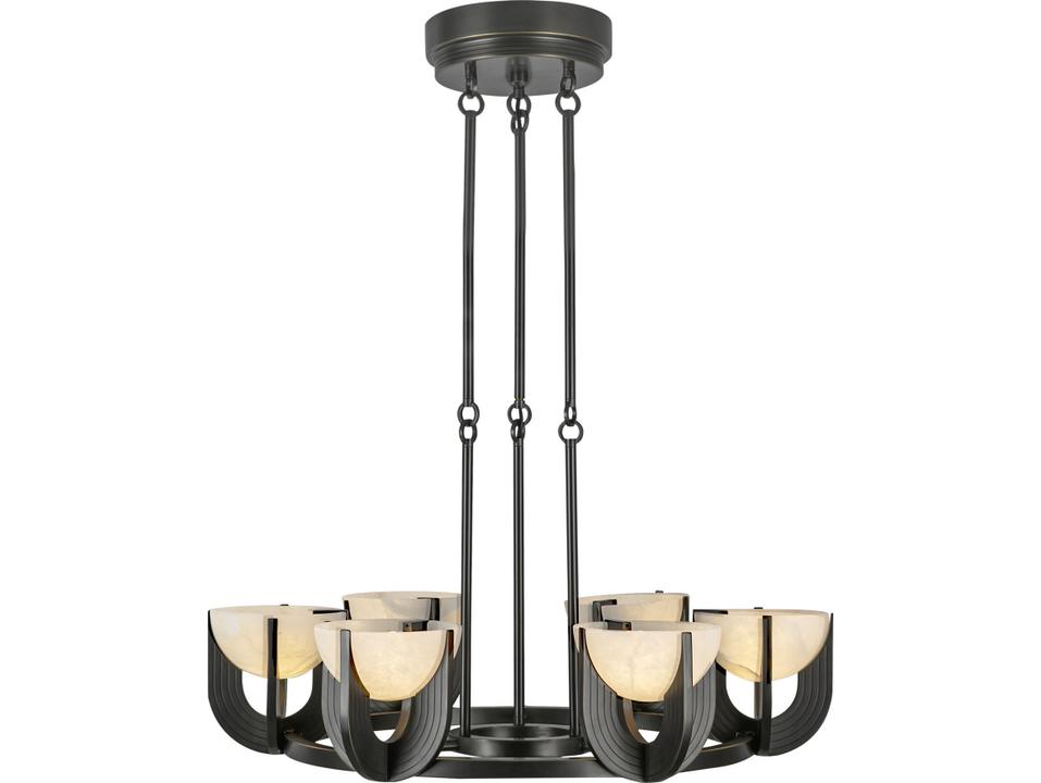 Colette LED Chandelier in Urban Bronze with Natural Alabaster