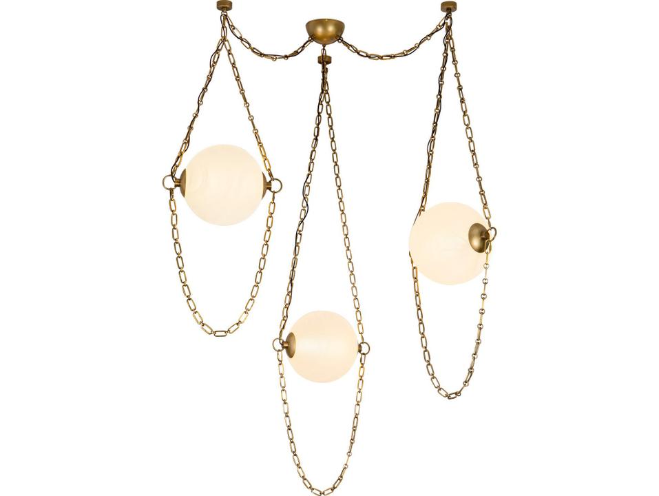 Petra Vintage Brass Cloud Glass Globe Chandelier
