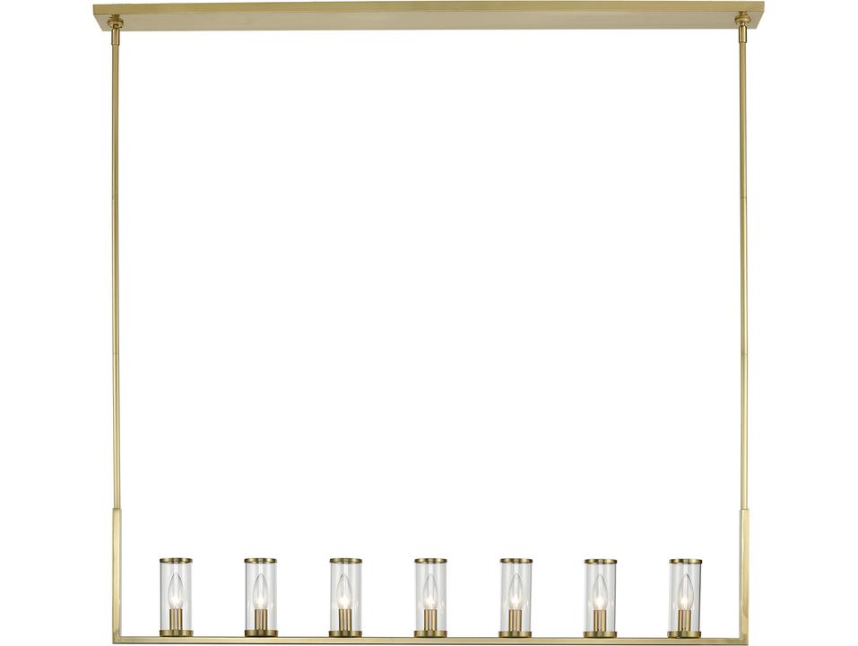 Revolve Linear Pendant in Natural Brass and Clear Glass