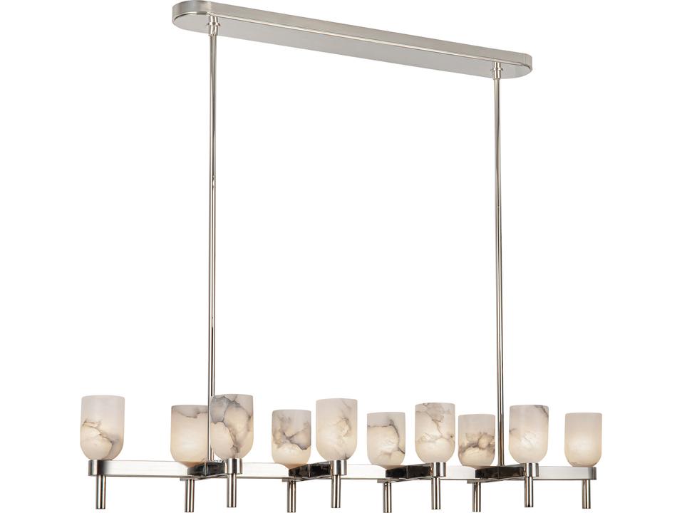 Lucian 10-Light Linear Pendant in Polished Nickel and Alabaster