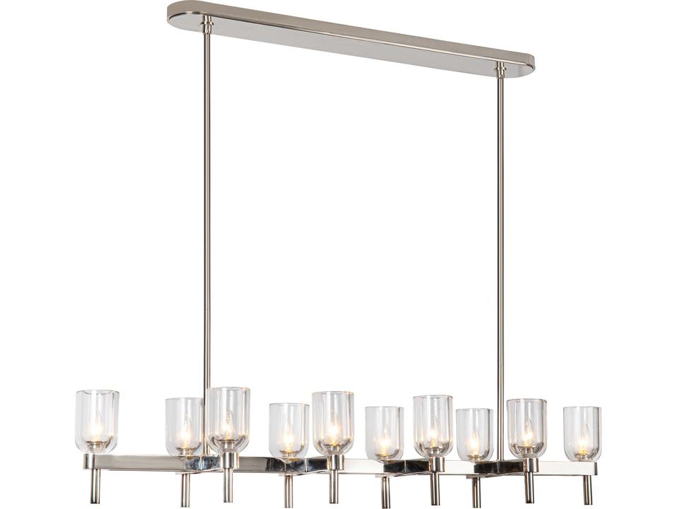 Lucian Linear Pendant in Polished Nickel and Crystal