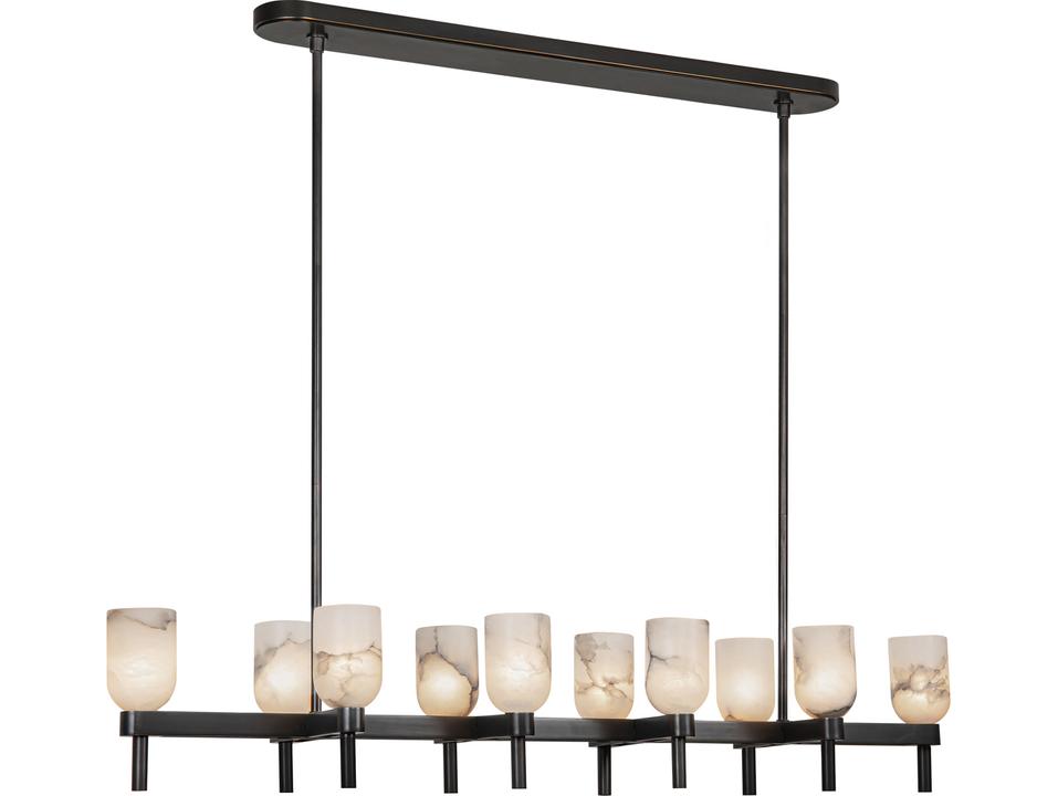 Lucian Linear Pendant in Urban Bronze and Alabaster