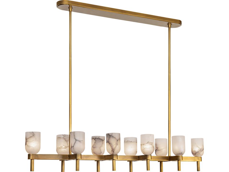 Linear Pendant Lucian 10-Light Vintage Brass Alabaster