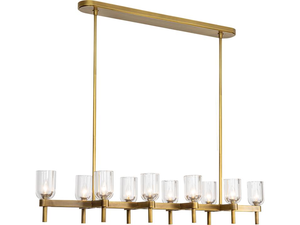 Lucian Linear Chandelier in Vintage Brass and Clear Crystal