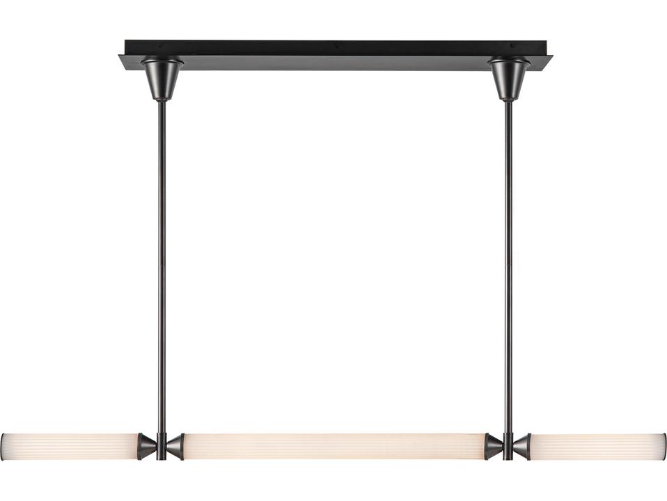 Edwin Linear Pendant in Urban Bronze with Ribbed Glass