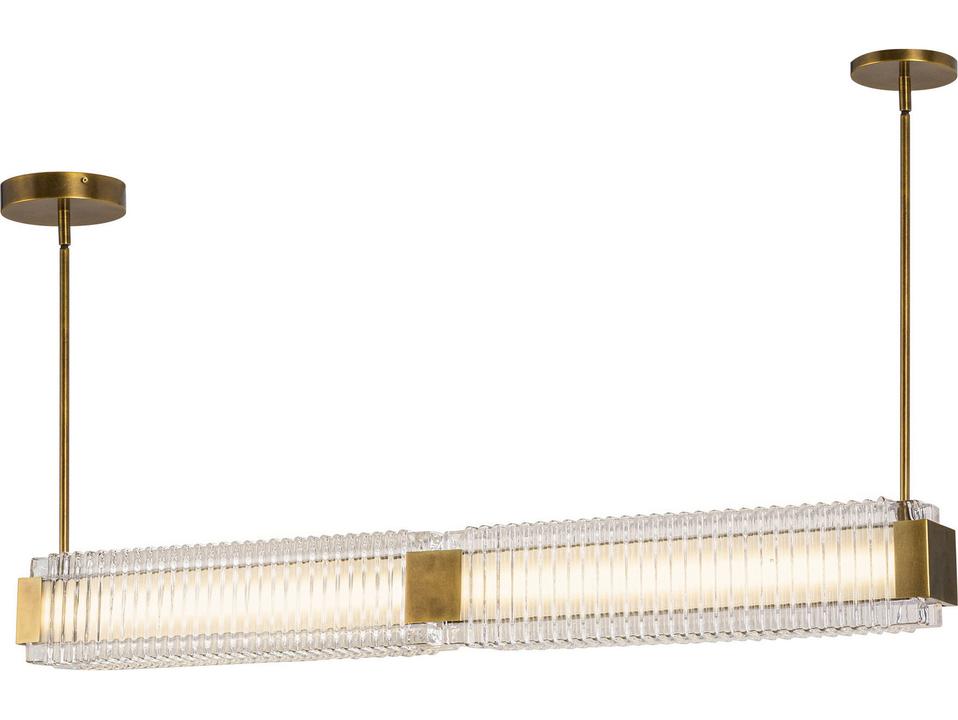 Alai Linear Pendant in Vintage Brass Ribbed Glass