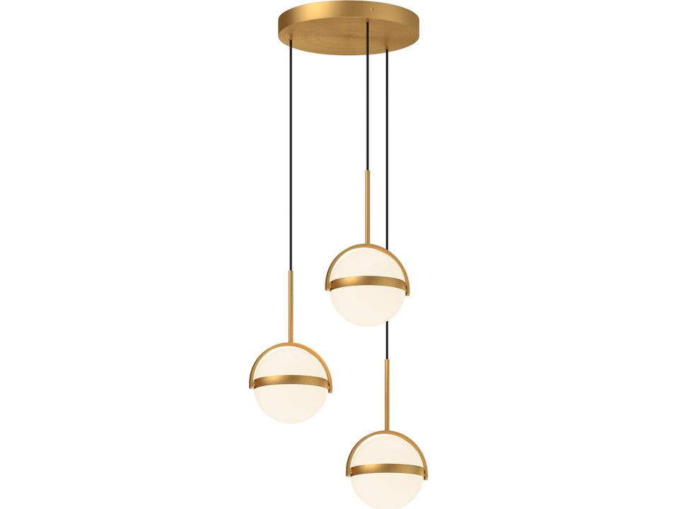Globo 3 Head LED Multi Pendant in Brushed Gold