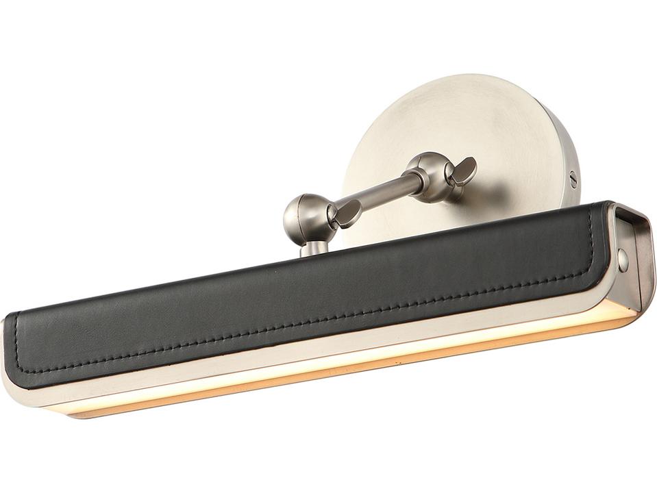 Valise LED Picture Light 12-Inch Aged Nickel and Leather