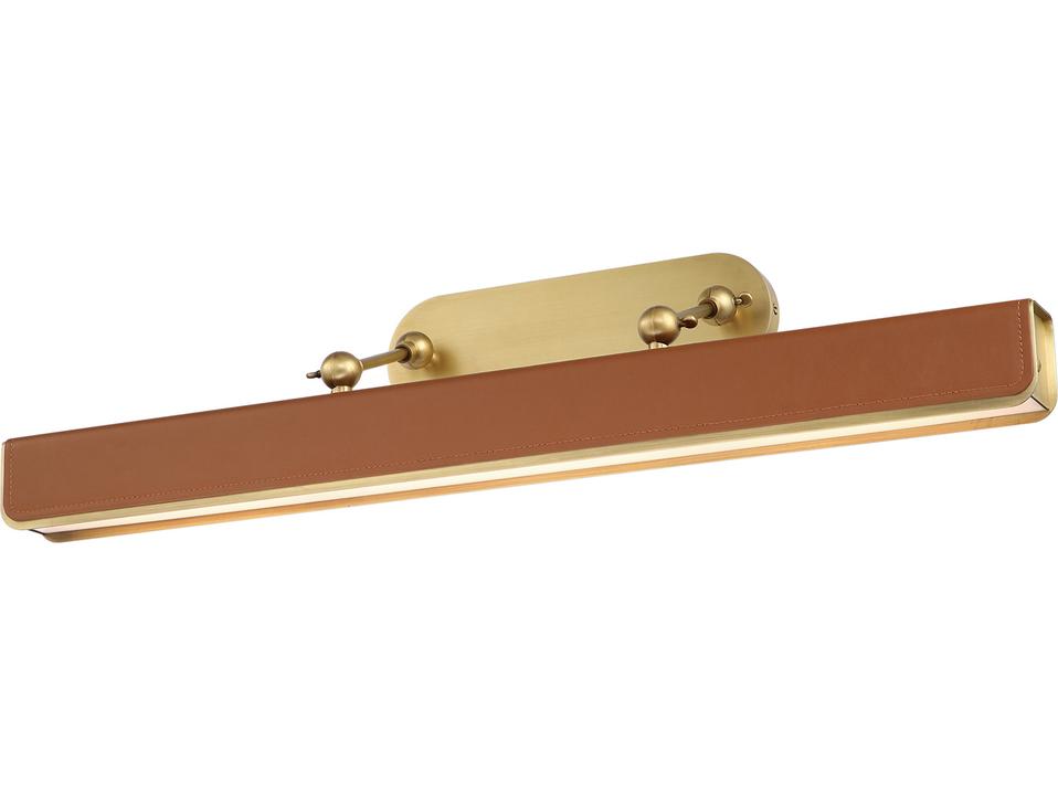 Valise Picture Light in Vintage Brass and Cognac Leather