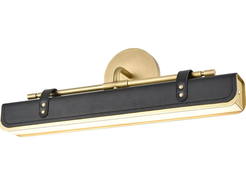 Valise Wall Sconce in Vintage Brass and Tuxedo Leather
