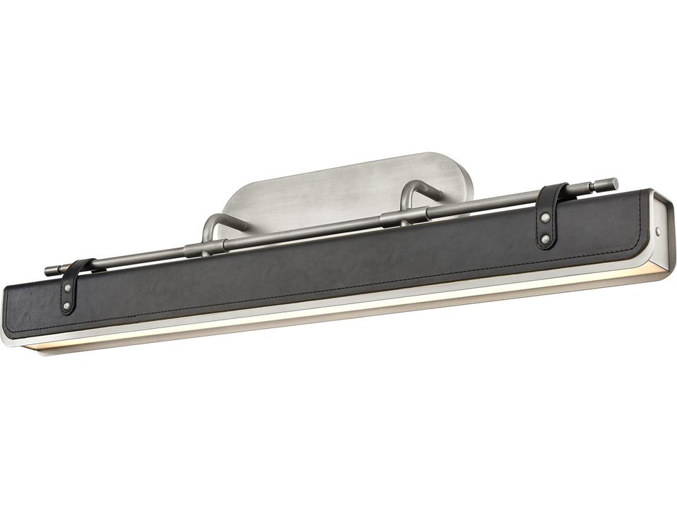 Valise Wall Sconce in Aged Nickel and Tuxedo Leather