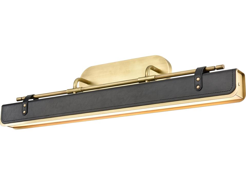 Valise Wall Sconce Vintage Brass and Tuxedo Leather LED