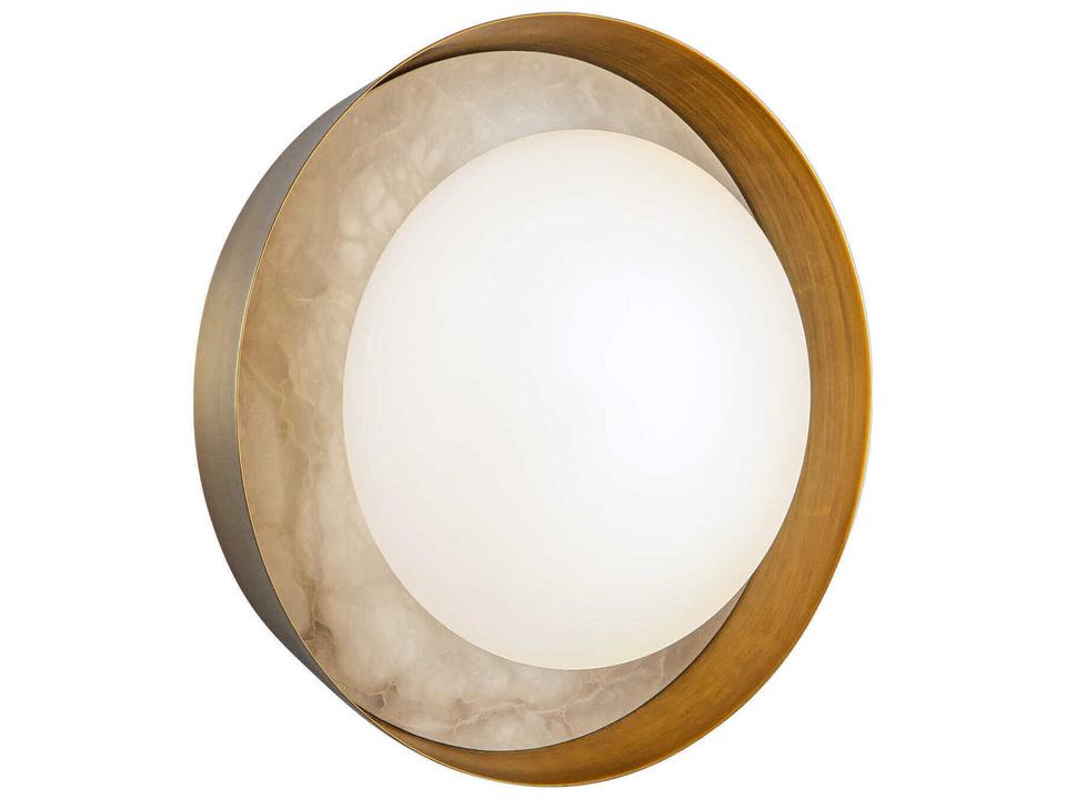 Alonso Vintage Brass LED Wall Sconce with Alabaster Detail