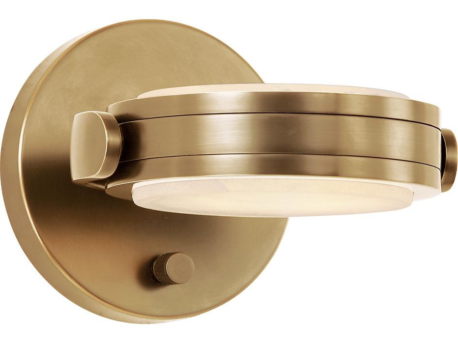 Blanco LED Wall Sconce in Vintage Brass with Alabaster