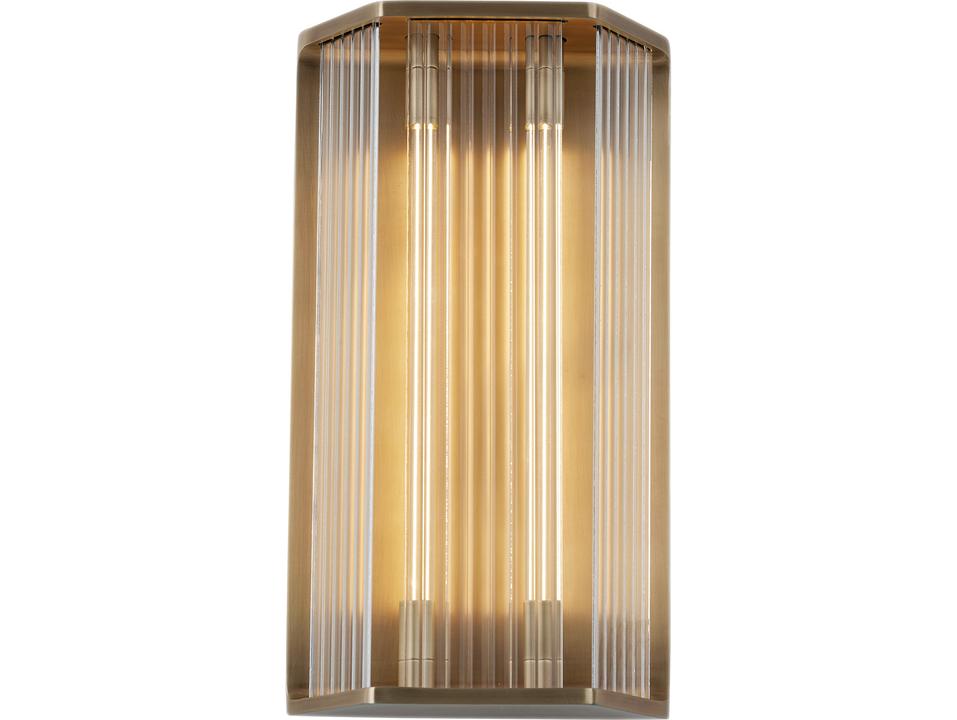 Sabre 1-Light LED Wall Sconce in Vintage Brass with Clear Ribbed Glass